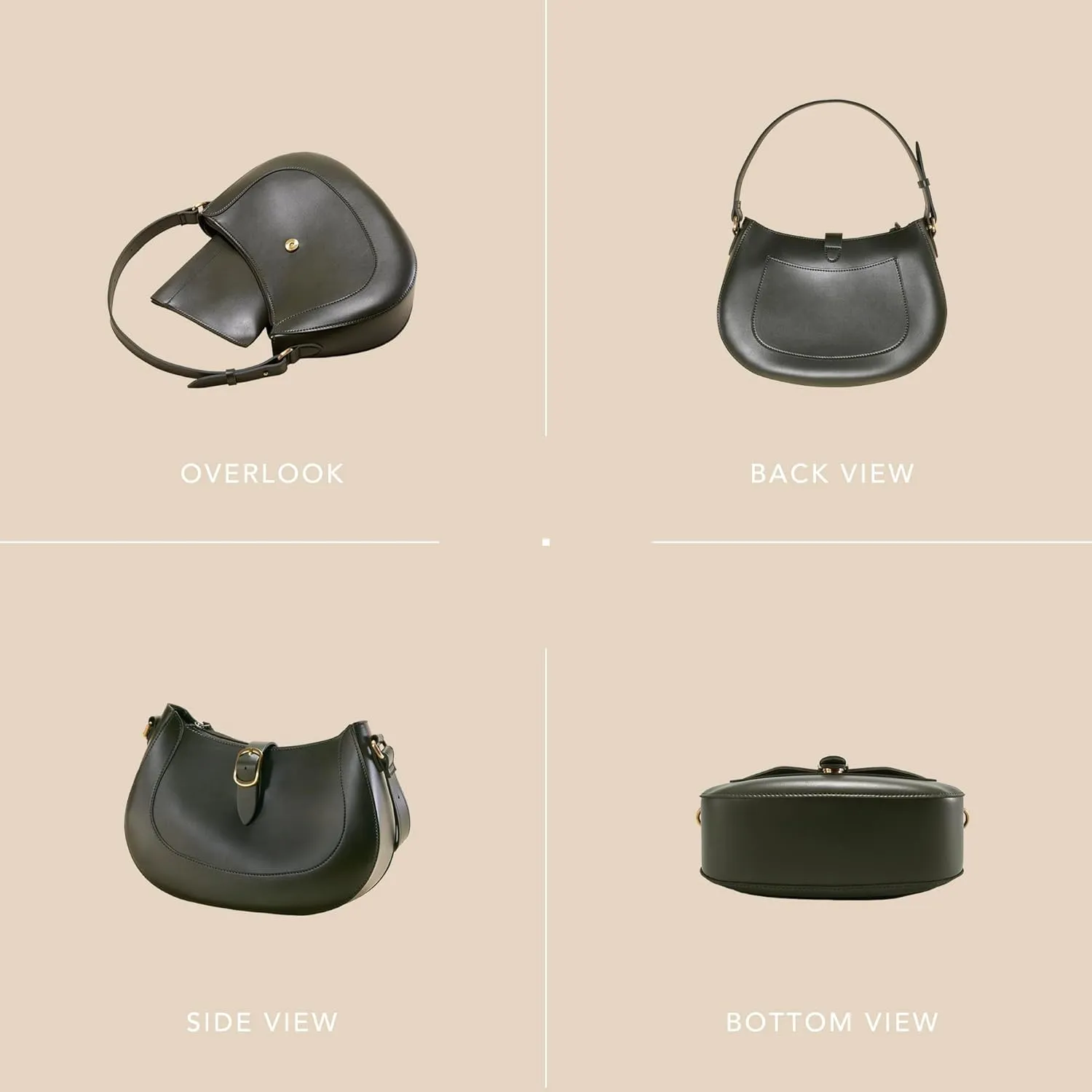 SUNLIGHT LEAVES Vintage Vegan Leather Crescent Hobo Bag For Women Lunar Shoulder Purse Satchel Under Arm Lady Handbag