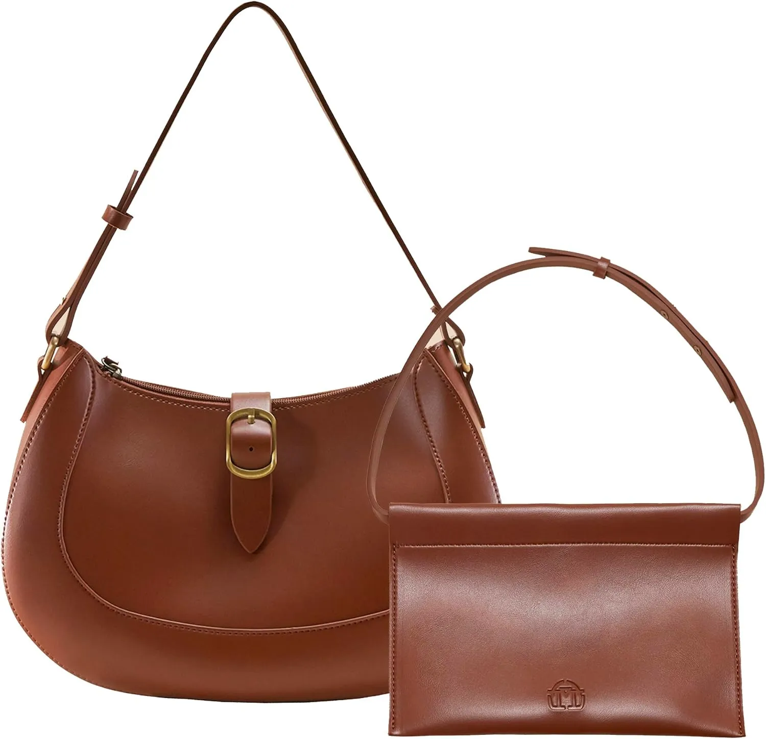 SUNLIGHT LEAVES Vintage Vegan Leather Crescent Hobo Bag For Women Lunar Shoulder Purse Satchel Under Arm Lady Handbag