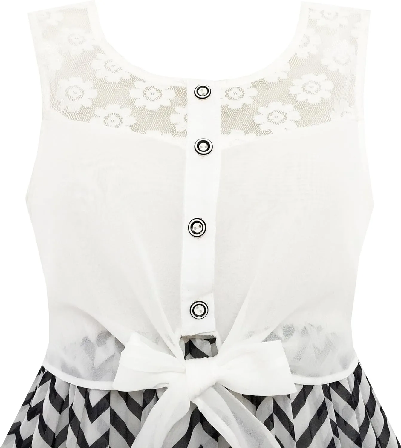 Sunny Fashion Girls Dress Chiffon Floral High-Low Tie Waist Party Princess