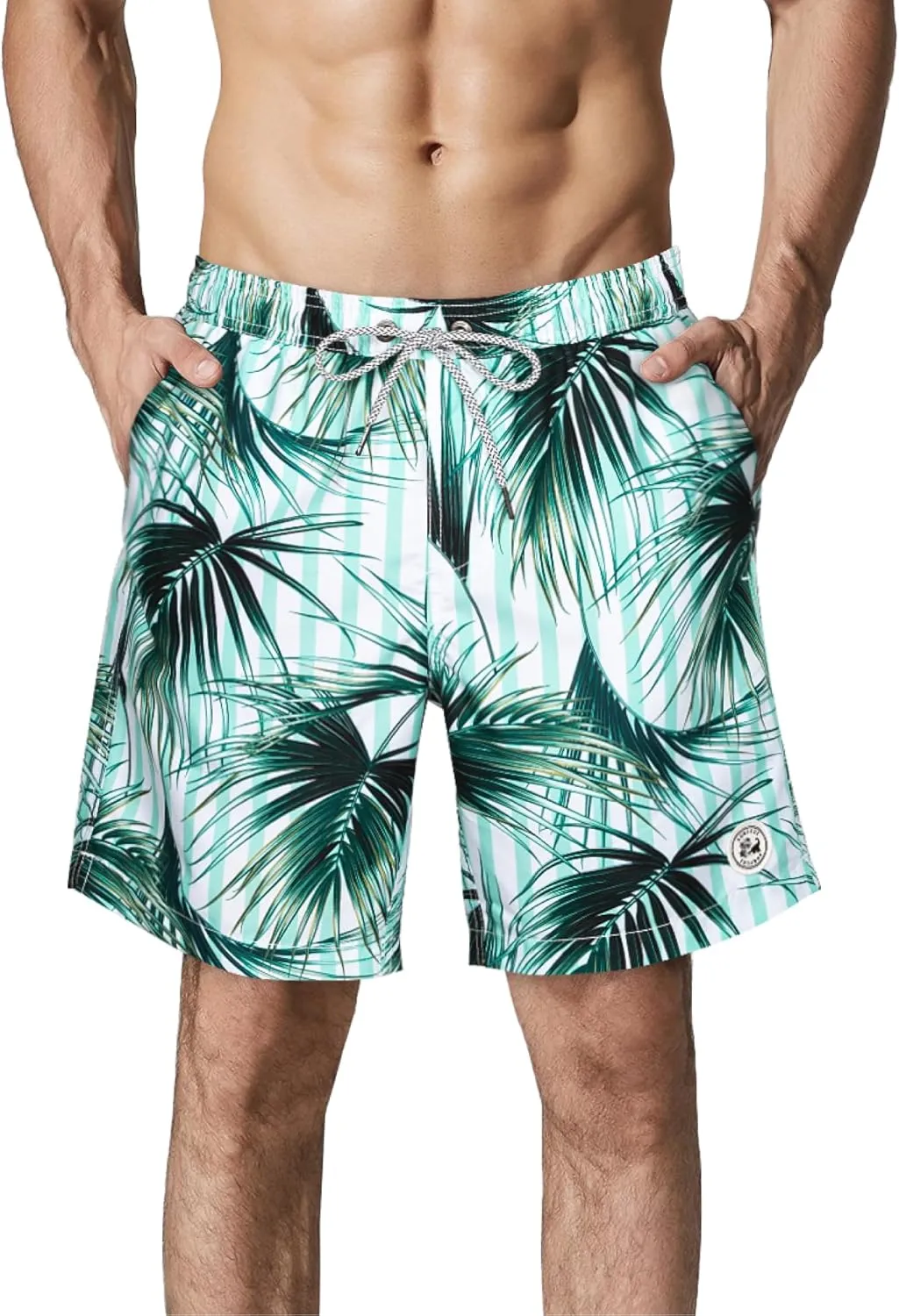 SURF CUZ Mens Swim Trunks 7" Swimming Trunks with Mesh Liner Quick Dry Swim Shorts for Men Swimwear Bathing Suits Pockets