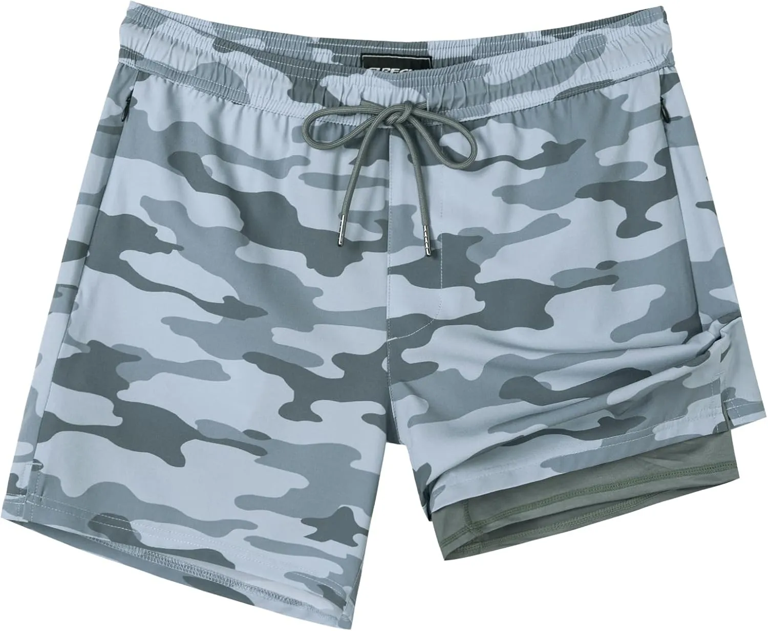 SURF CUZ Mens Swim Trunks with Compression Liner 5" Swim Shorts Quick Dry Bathing Suit Swimming Trunks Zipper Pockets