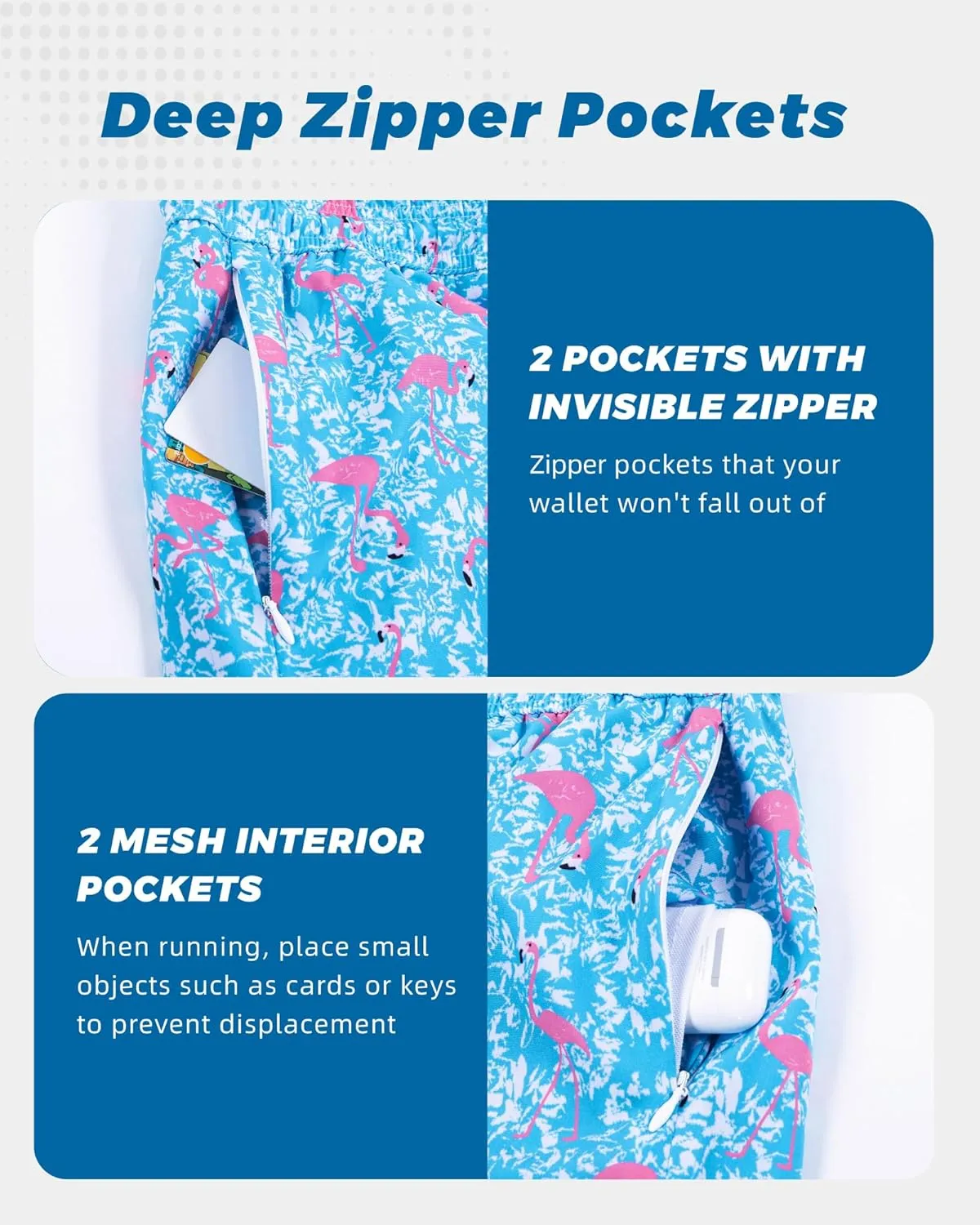 SURF CUZ Mens Swim Trunks with Compression Liner 5" Swim Shorts Quick Dry Bathing Suit Swimming Trunks Zipper Pockets