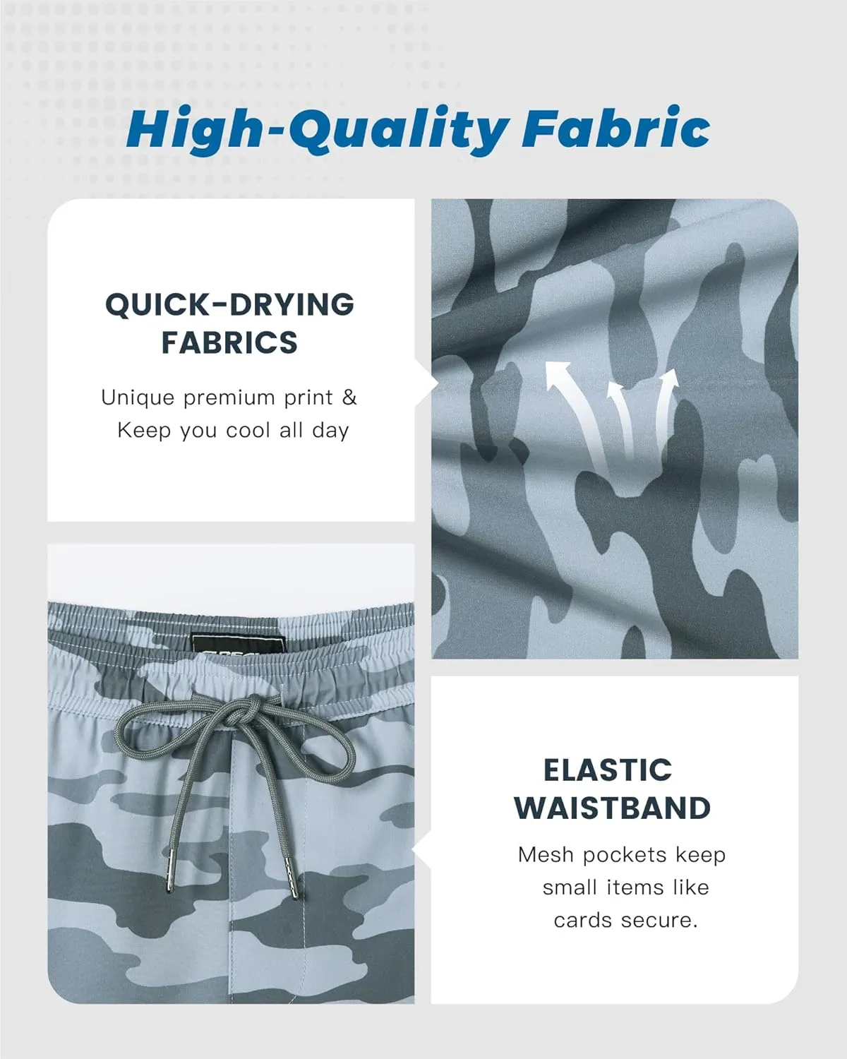SURF CUZ Mens Swim Trunks with Compression Liner 5" Swim Shorts Quick Dry Bathing Suit Swimming Trunks Zipper Pockets