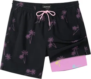 SURF CUZ Mens Swim Trunks with Compression Liner Swim Shorts 7" Swimming Trunks Stretch 7 Inch Swim Suits Quick Dry