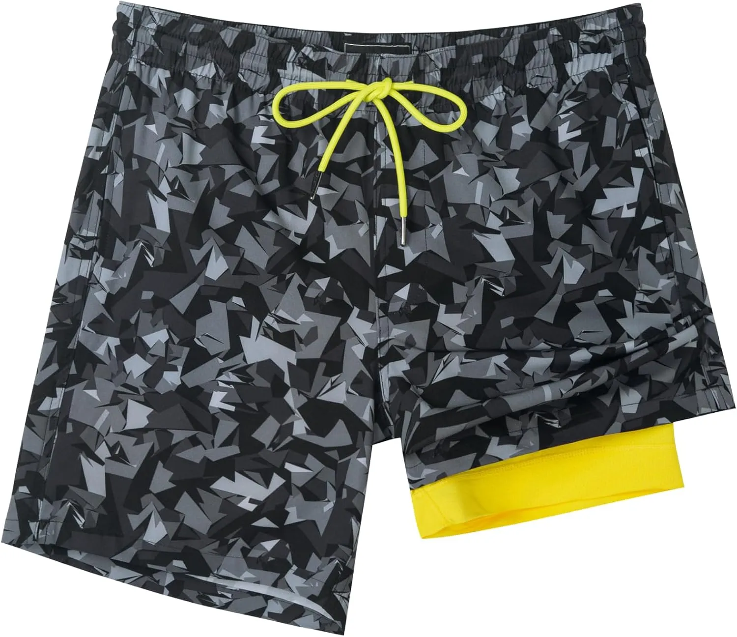 SURF CUZ Mens Swim Trunks with Compression Liner Swim Shorts 7" Swimming Trunks Stretch 7 Inch Swim Suits Quick Dry