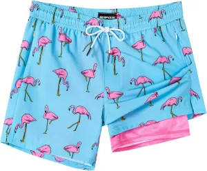SURF CUZ Mens Swim Trunks with Compression Liner Swimming Trunks 5 Inch Bathing Suit Quick Dry Swim Shorts