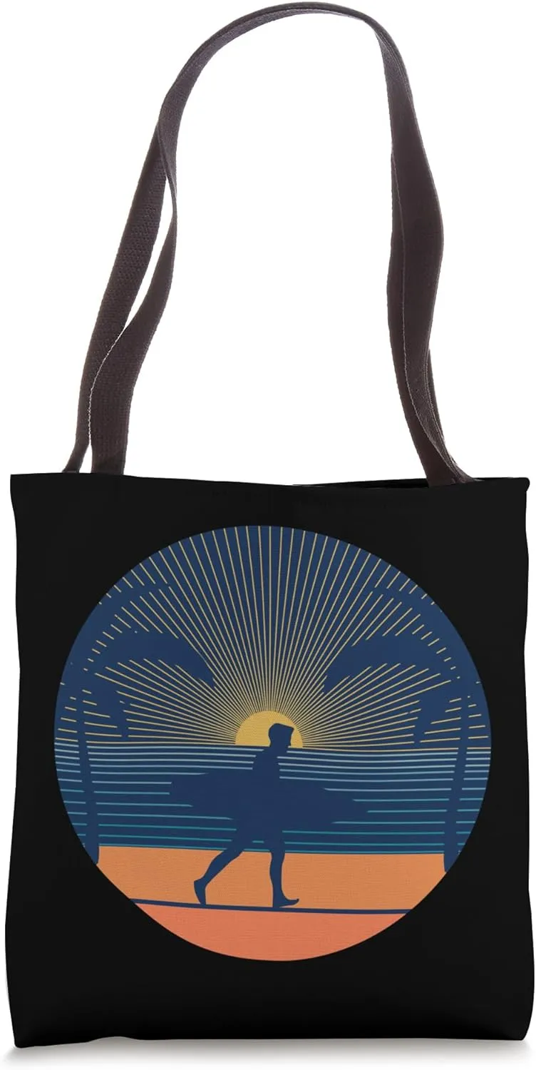 Surfer motif - palm trees summer sun surfing sea water Tote Bag