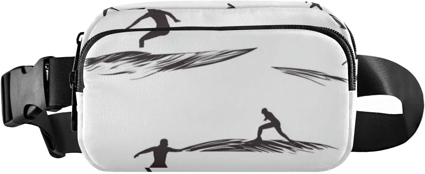 Surfing Cute Waist Pack Crossbody Bag for Women Men Large Capacity Crossbody Sling Bag with Adjustable Strap for Cycling Hiking Gym
