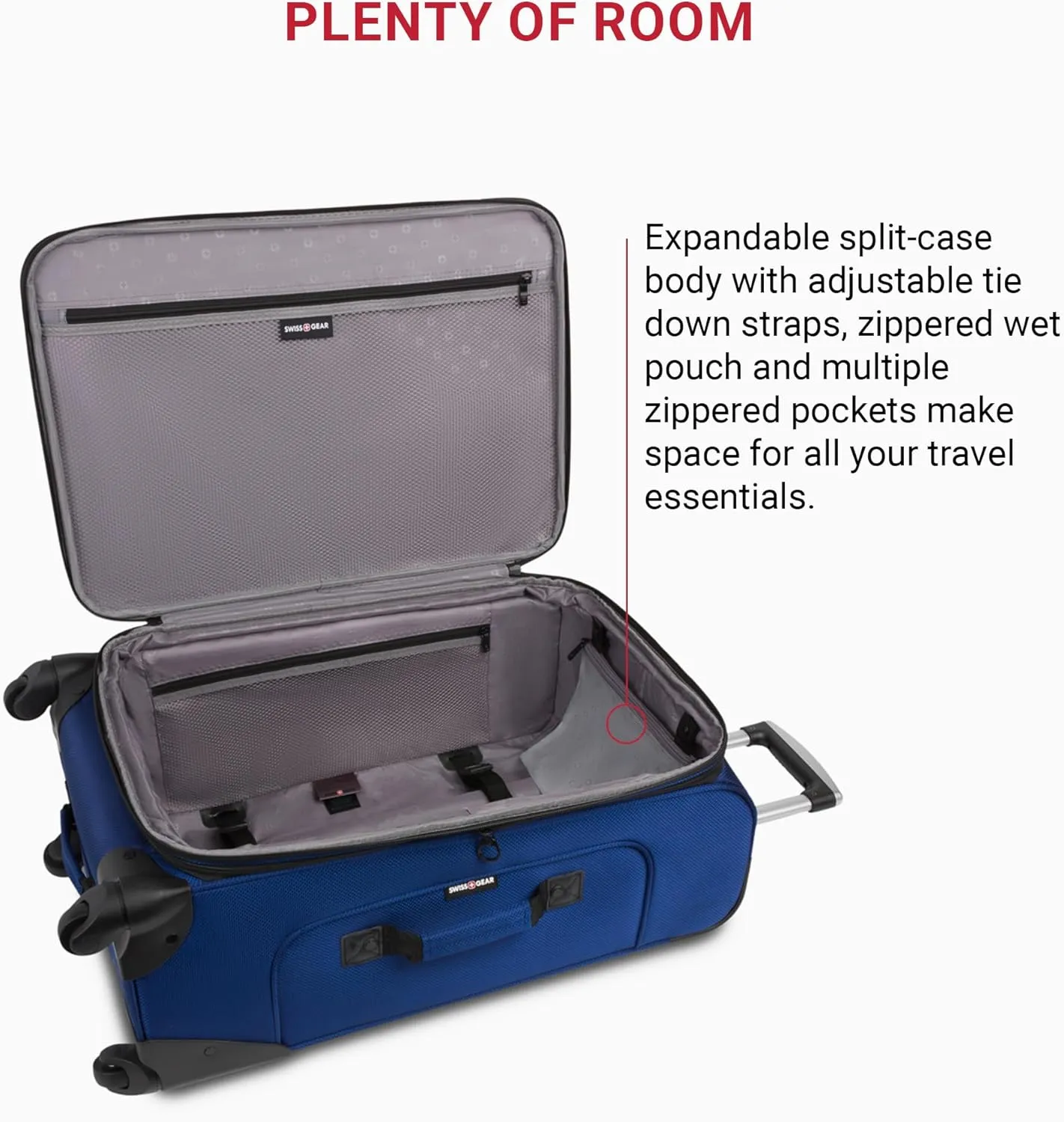 SwissGear Sion Softside Expandable Luggage, Blue, Checked-Medium 25-Inch