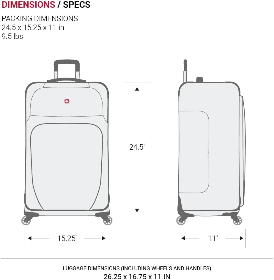 SwissGear Sion Softside Expandable Luggage, Evergreen, Checked-Medium 25-Inch