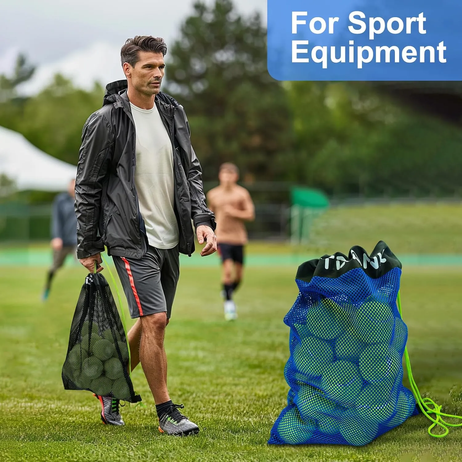 TAANK 1 Pcs/2 Pcs Mesh Bag, with Drawstring Closure,18x12inch(45 * 30cm) small mesh Bag for Pickleballs&Softballs&Tennis&BaseBalls&Golf Balls.Mesh Laundry bags&Beach bag