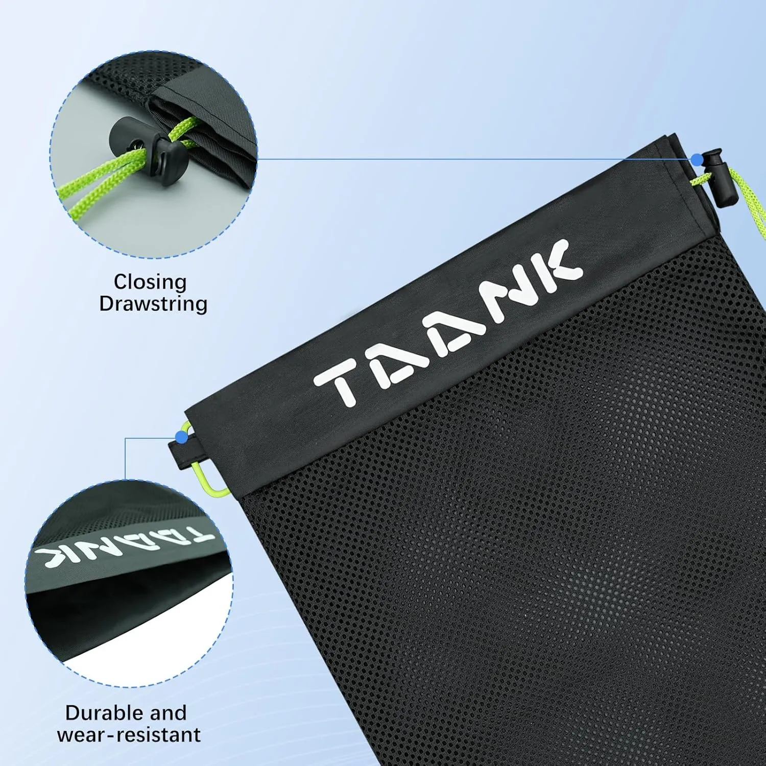 TAANK 1 Pcs/2 Pcs Mesh Bag, with Drawstring Closure,18x12inch(45 * 30cm) small mesh Bag for Pickleballs&Softballs&Tennis&BaseBalls&Golf Balls.Mesh Laundry bags&Beach bag