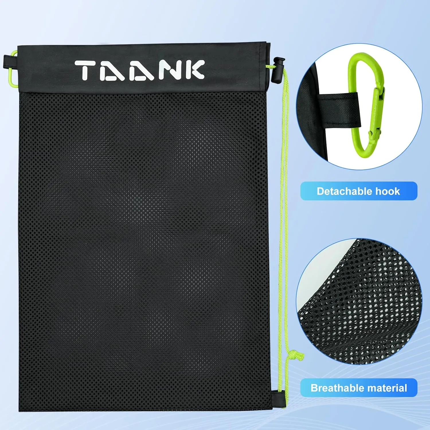 TAANK 1 Pcs/2 Pcs Mesh Bag, with Drawstring Closure,18x12inch(45 * 30cm) small mesh Bag for Pickleballs&Softballs&Tennis&BaseBalls&Golf Balls.Mesh Laundry bags&Beach bag