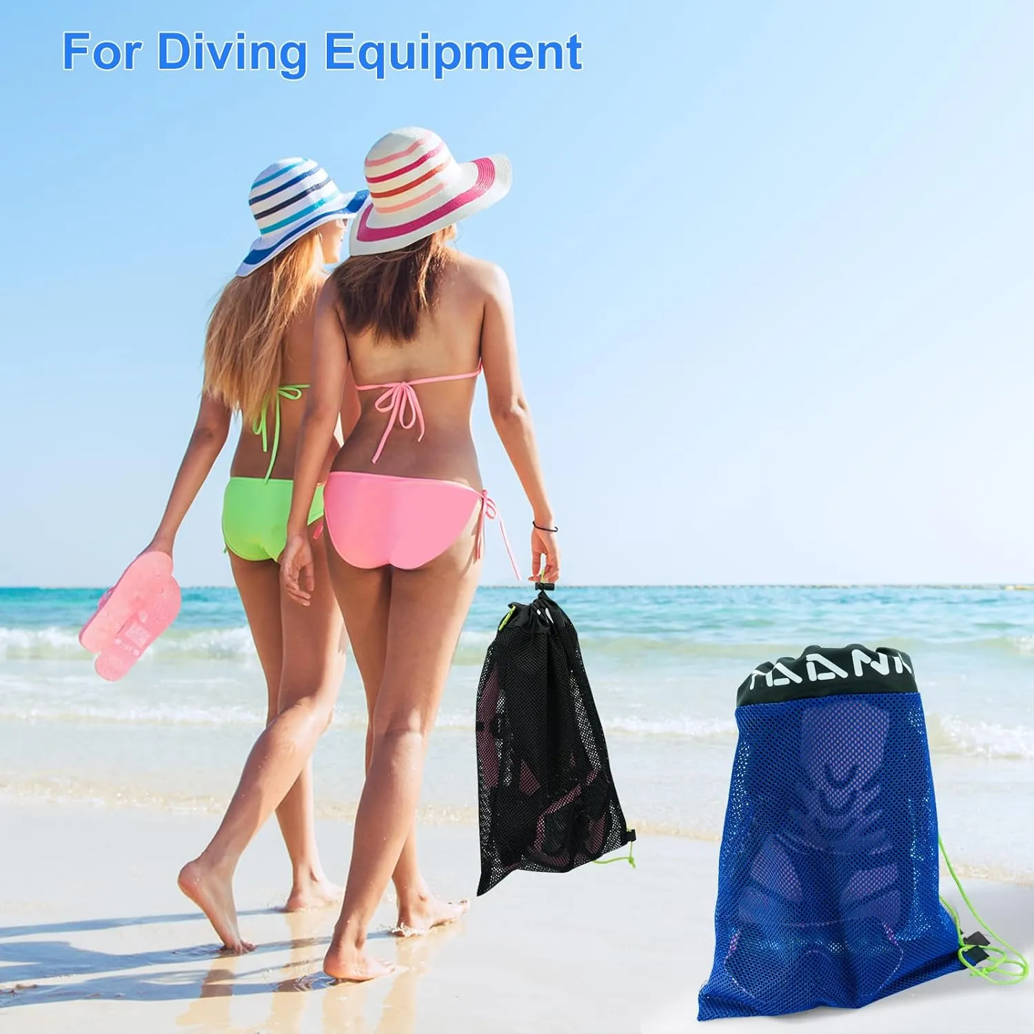TAANK 1 Pcs/2 Pcs Mesh Bag, with Drawstring Closure,18x12inch(45 * 30cm) small mesh Bag for Pickleballs&Softballs&Tennis&BaseBalls&Golf Balls.Mesh Laundry bags&Beach bag