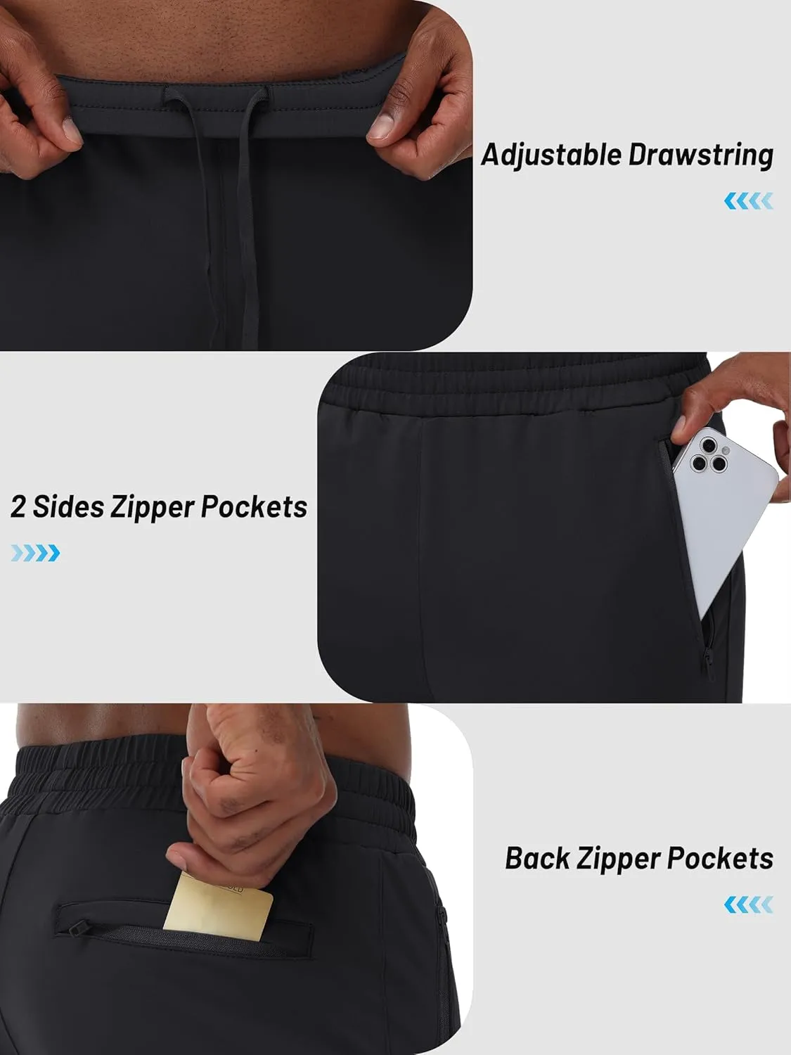 TACVASEN Men's Warm Sweatpants Winter Fleece Lined Water Resistant Pants Straight Leg with Zipper Pockets for Running