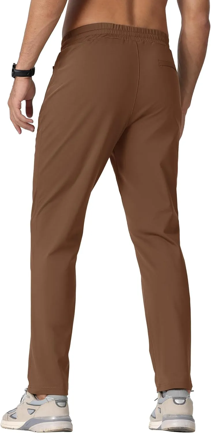 TACVASEN Men's Warm Sweatpants Winter Fleece Lined Water Resistant Pants Straight Leg with Zipper Pockets for Running