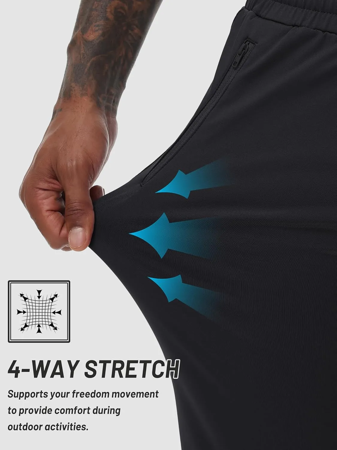 TACVASEN Men's Warm Sweatpants Winter Fleece Lined Water Resistant Pants Straight Leg with Zipper Pockets for Running