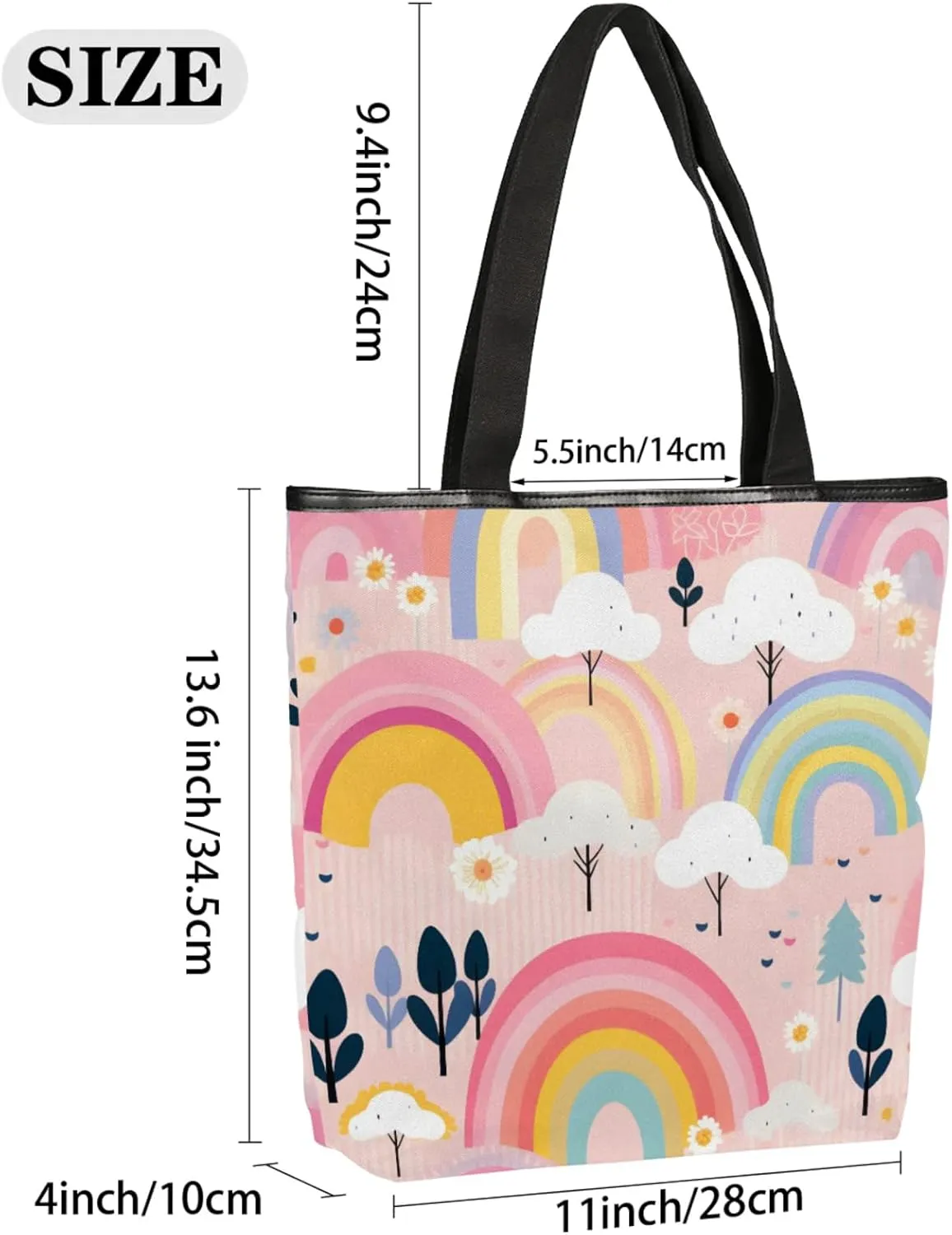 Tavisto Canvas Tote Bag Large Capacity Casual Shoulder Bag Handbag Beach Bag