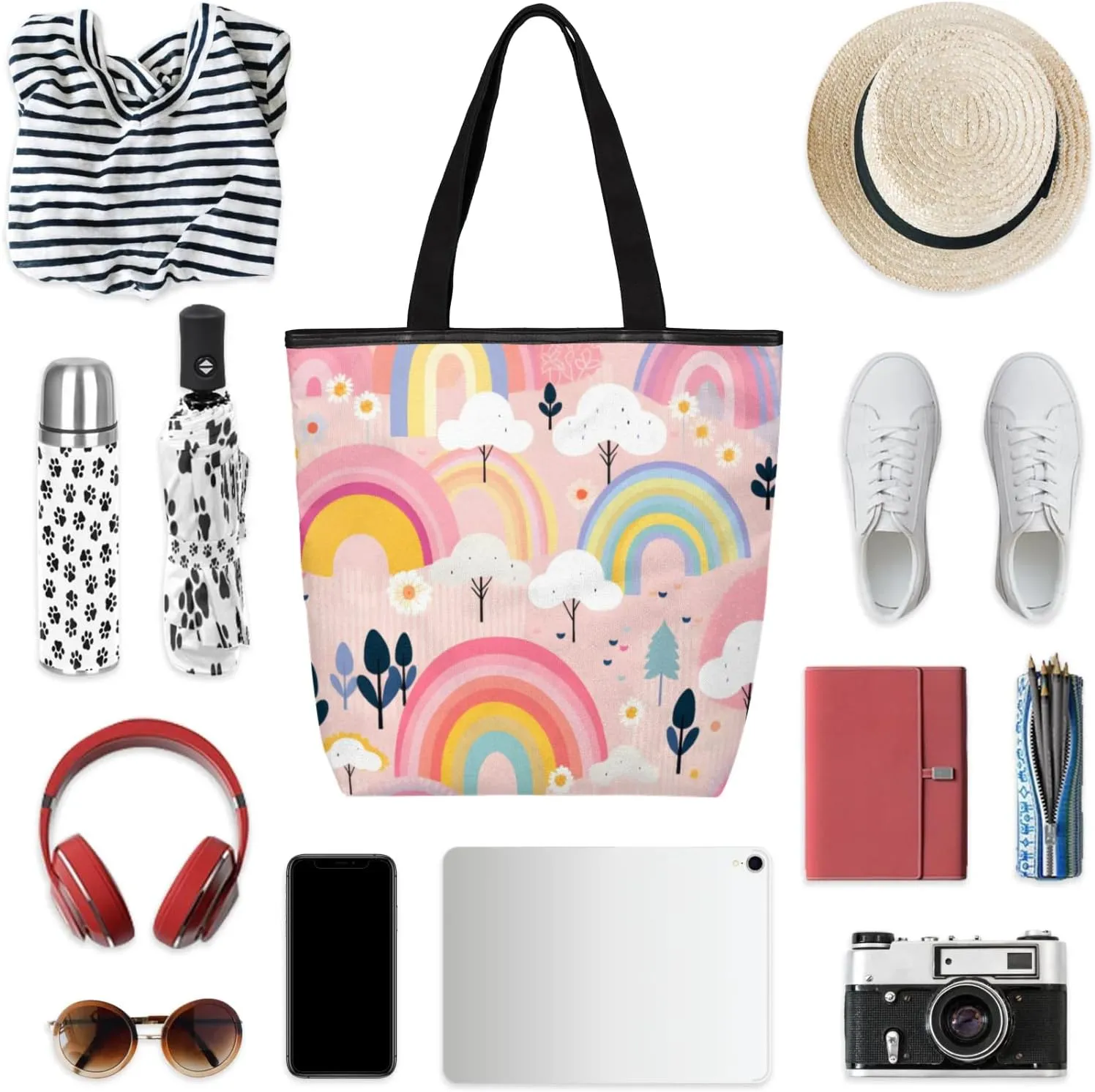 Tavisto Canvas Tote Bag Large Capacity Casual Shoulder Bag Handbag Beach Bag