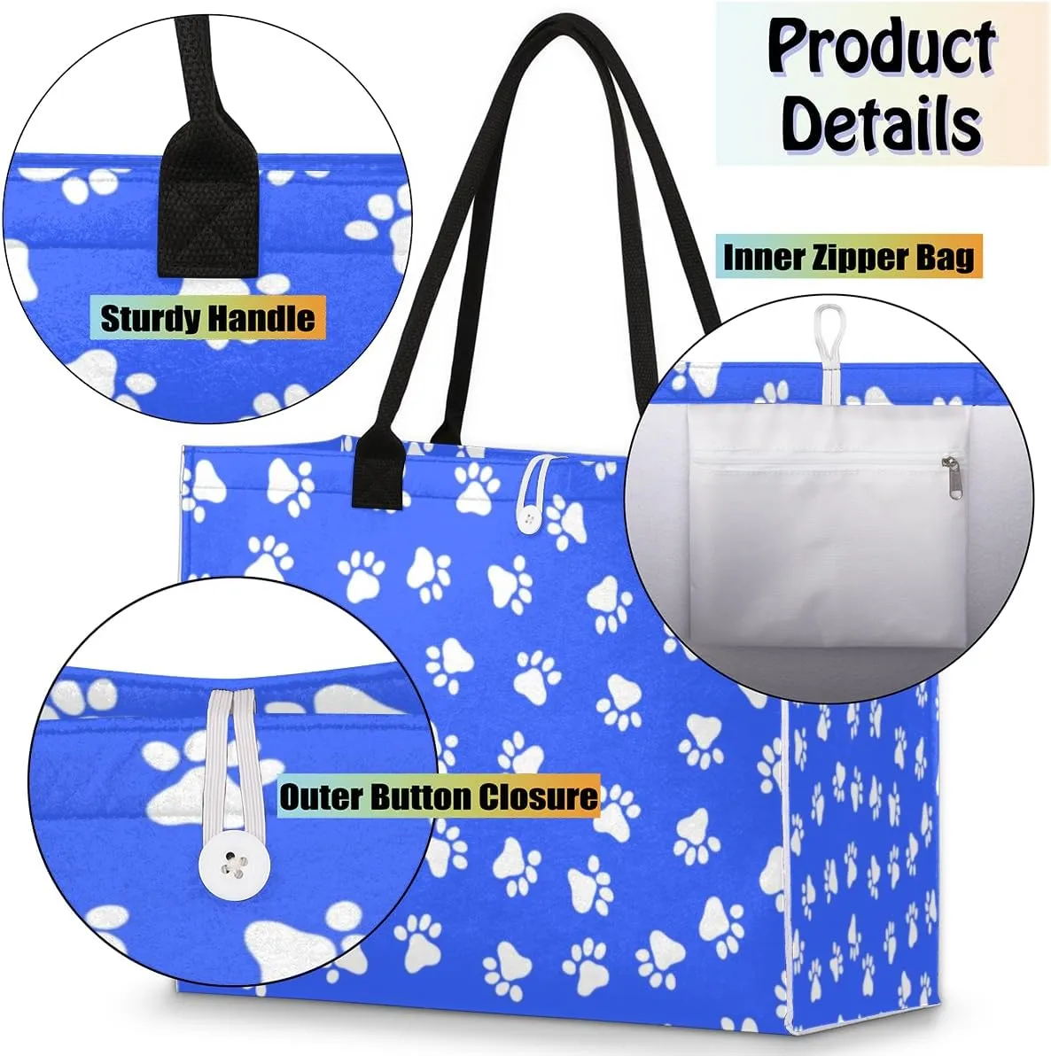 Tavisto White Black Skull Cute Tote Bag with Pockets - Versatile and Spacious Tote Bag for Women