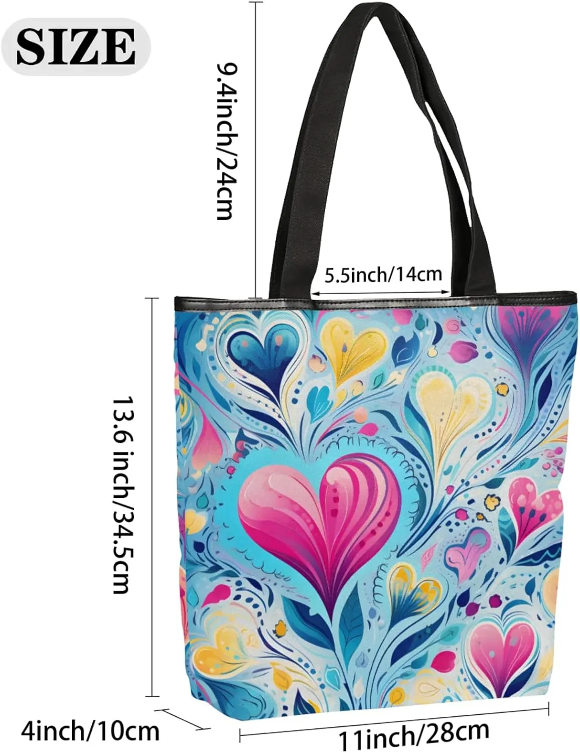 Tavisto Women’s Canvas Tote Bag with Zipper, Large Capacity Beach Bag Book Tote Reusable Grocery Bag with Inner Pocket