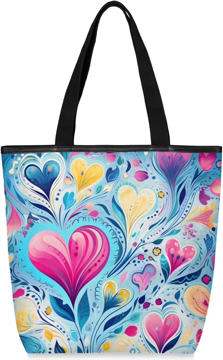 Tavisto Women’s Canvas Tote Bag with Zipper, Large Capacity Beach Bag Book Tote Reusable Grocery Bag with Inner Pocket