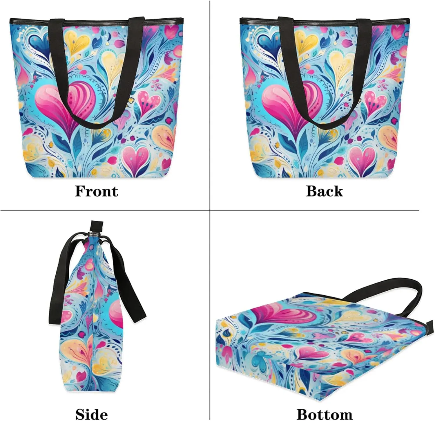 Tavisto Women’s Canvas Tote Bag with Zipper, Large Capacity Beach Bag Book Tote Reusable Grocery Bag with Inner Pocket