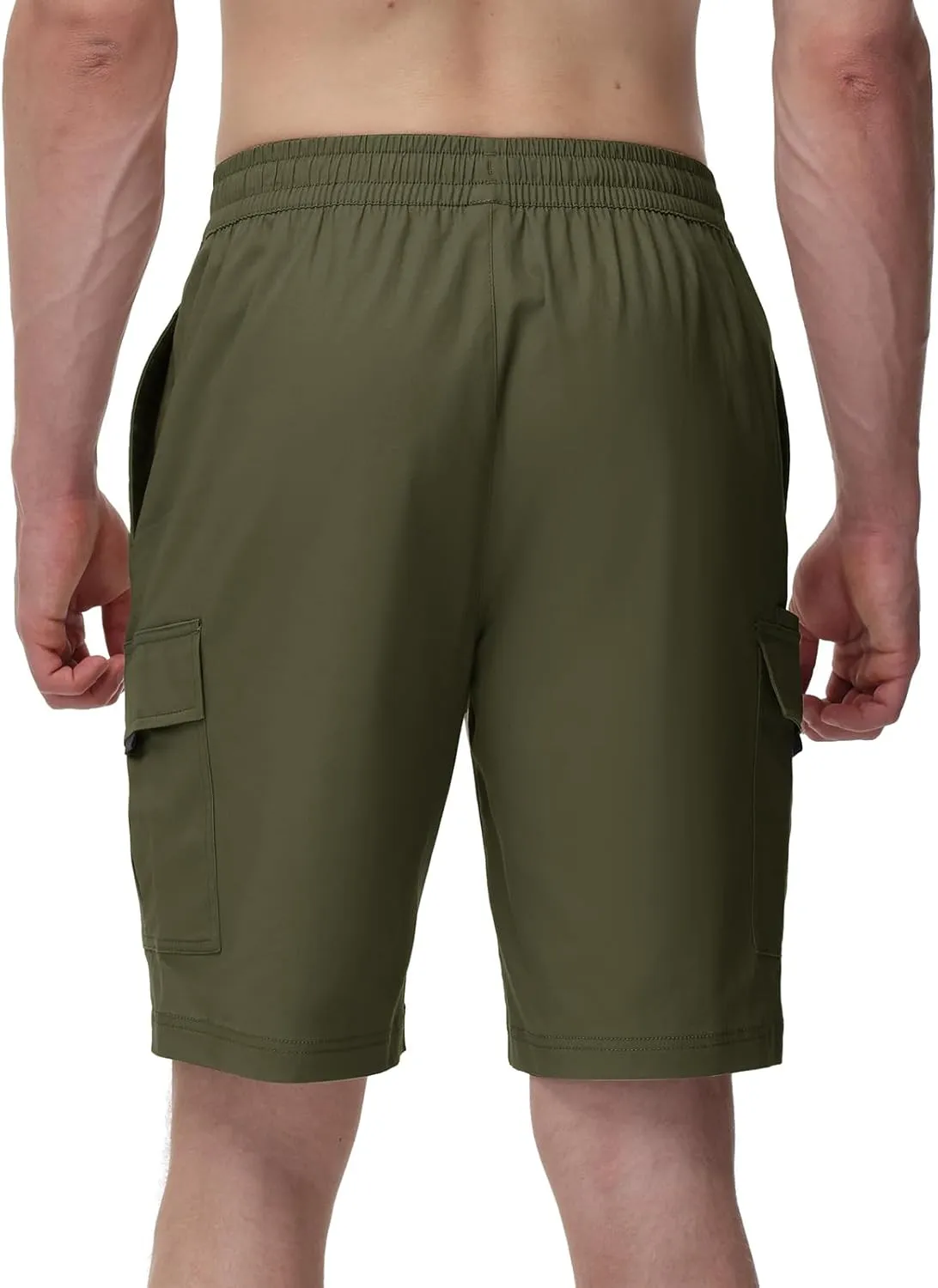 TBMPOY Men's Cargo Shorts Casual Work Cotton Drawstring Elastic Waist Stretch Summer Short for Men with 5 Pockets