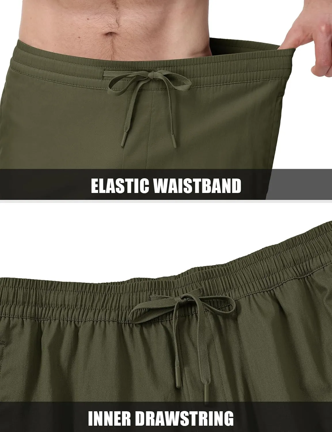 TBMPOY Men's Cargo Shorts Casual Work Cotton Drawstring Elastic Waist Stretch Summer Short for Men with 5 Pockets