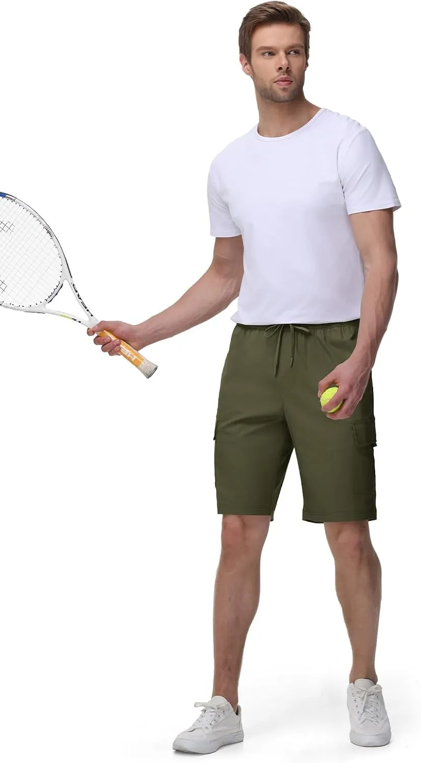 TBMPOY Men's Cargo Shorts Casual Work Cotton Drawstring Elastic Waist Stretch Summer Short for Men with 5 Pockets