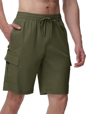TBMPOY Men's Cargo Shorts Casual Work Cotton Drawstring Elastic Waist Stretch Summer Short for Men with 5 Pockets