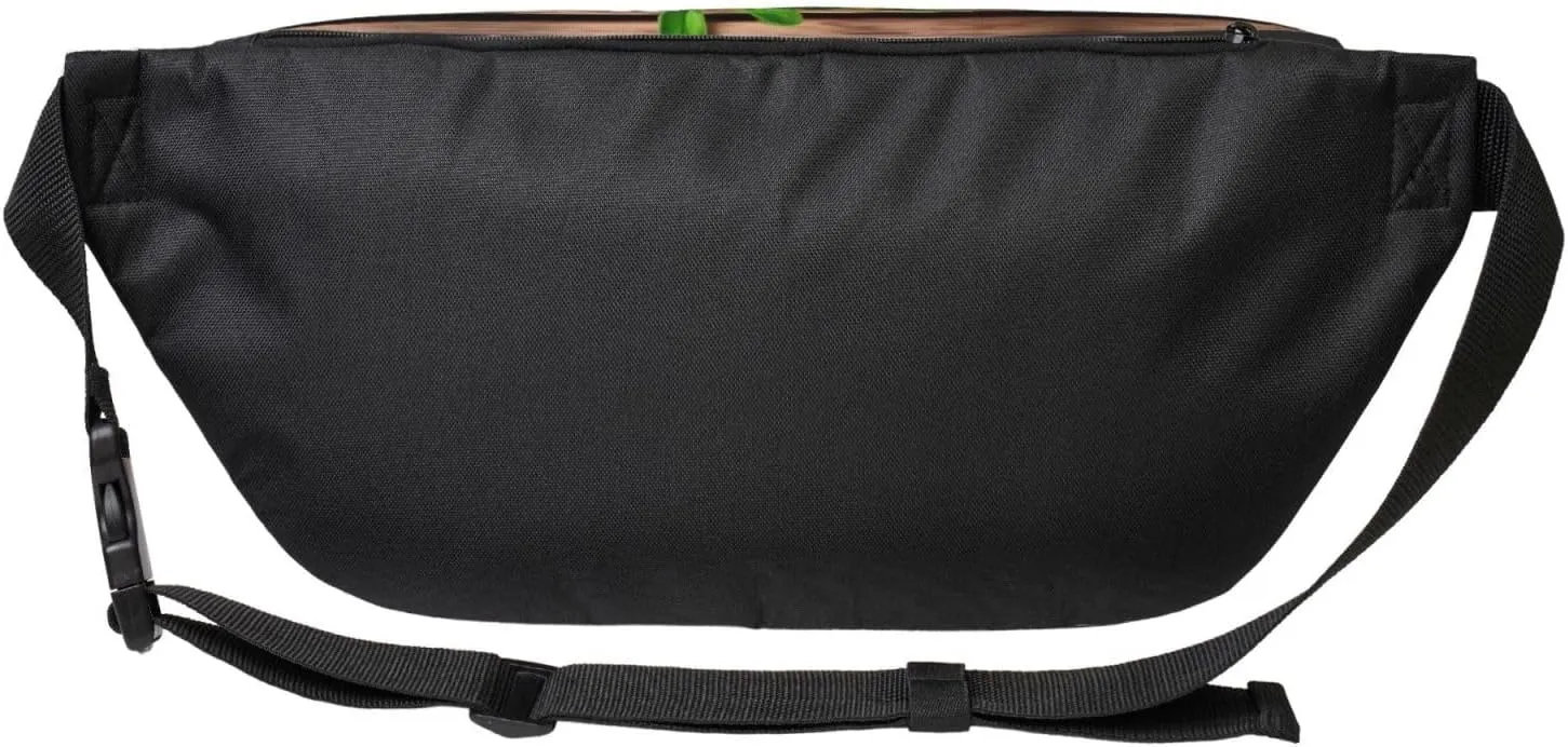 Teal Flower on Plank Fanny Pack Crossbody Sling Bag â€“ Zipper Pockets for Travel, Hiking, Cycling, Workouts, and Everyday Use