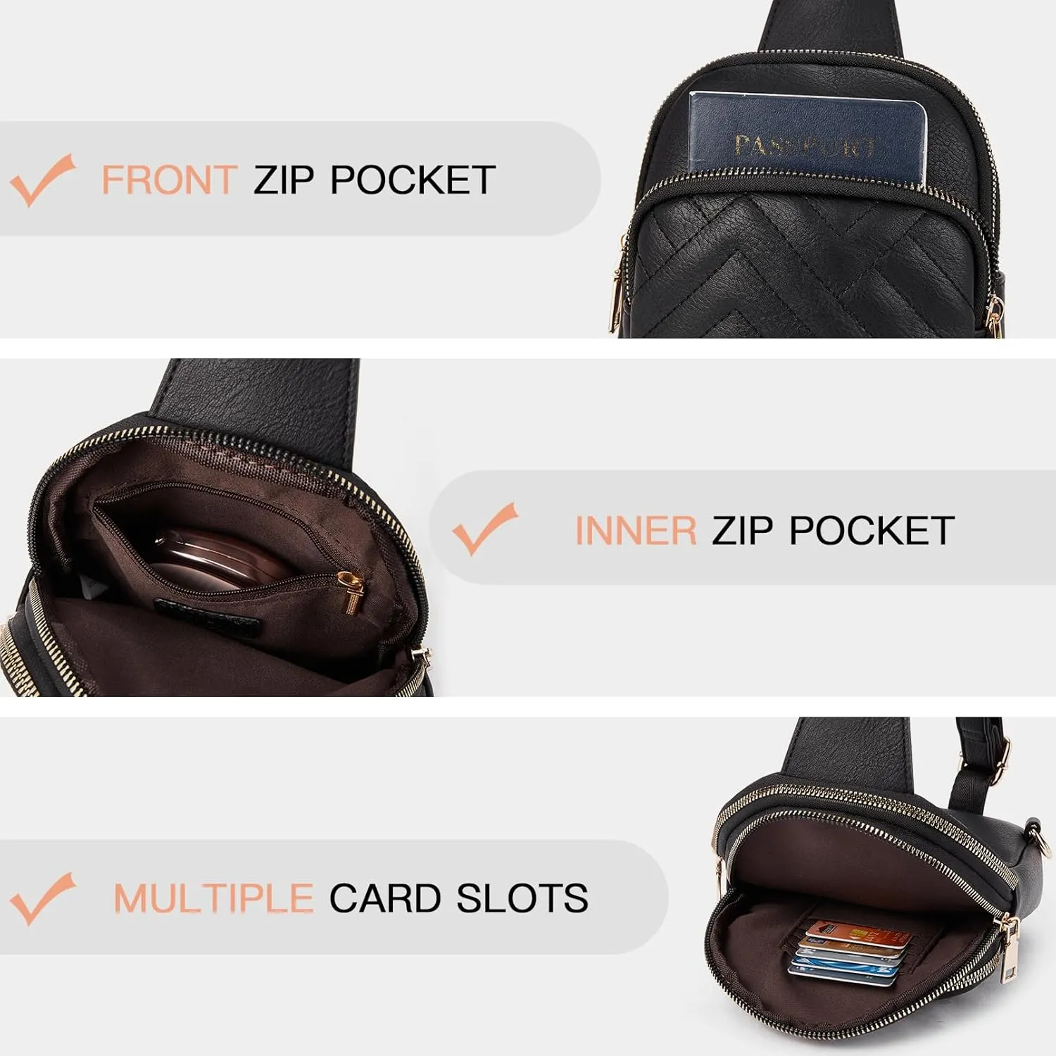 Telena Sling Bag for Women Crossbody Bags Fanny Packs for Women Cross Body Waist Pack with Detachable Strap