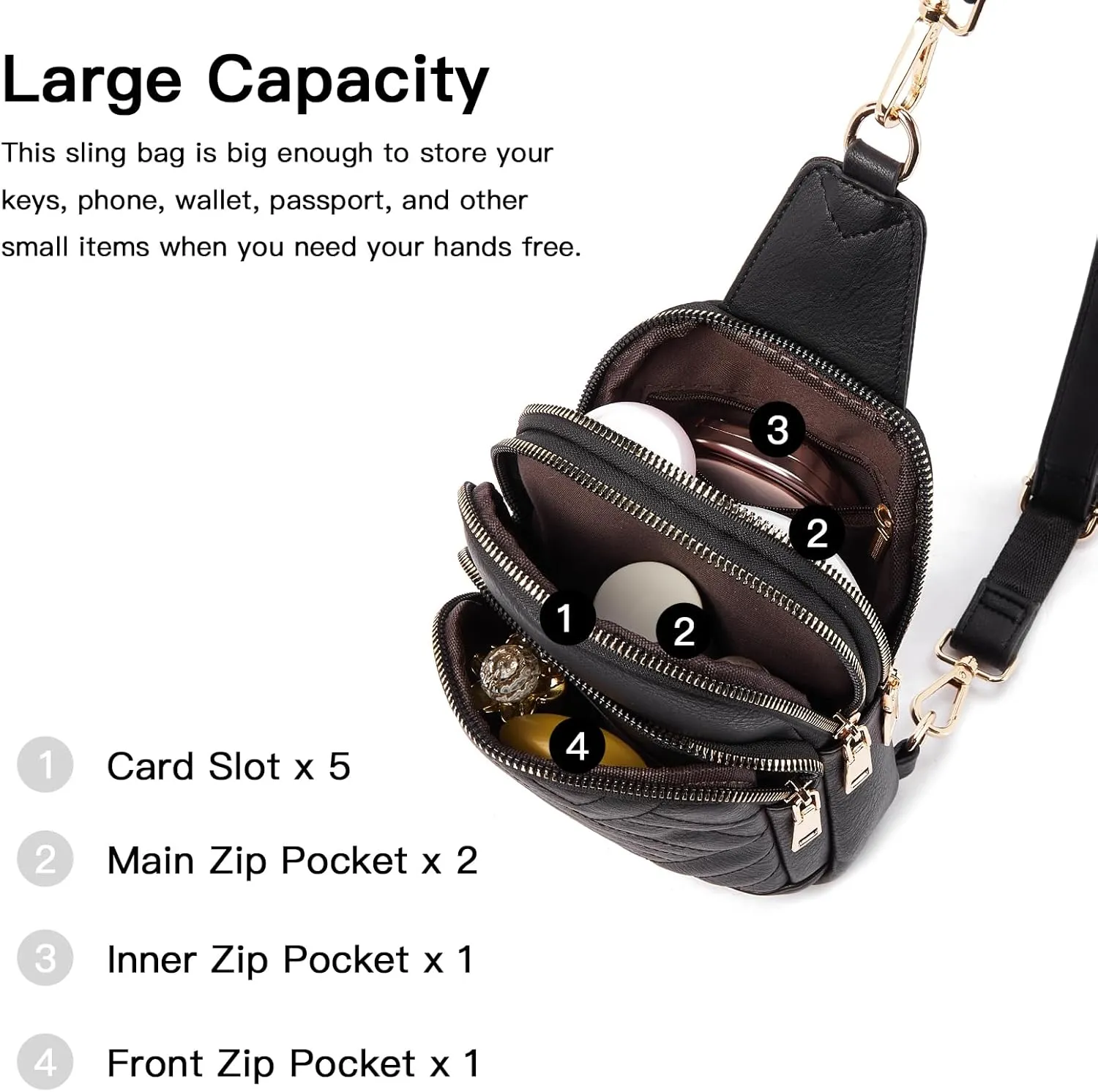 Telena Sling Bag for Women Crossbody Bags Fanny Packs for Women Cross Body Waist Pack with Detachable Strap