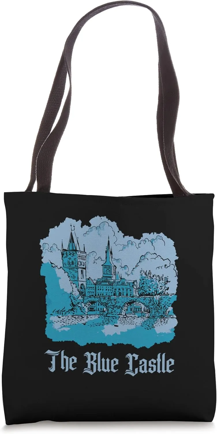 The Blue Castle Large Medieval Building Castle Tote Bag