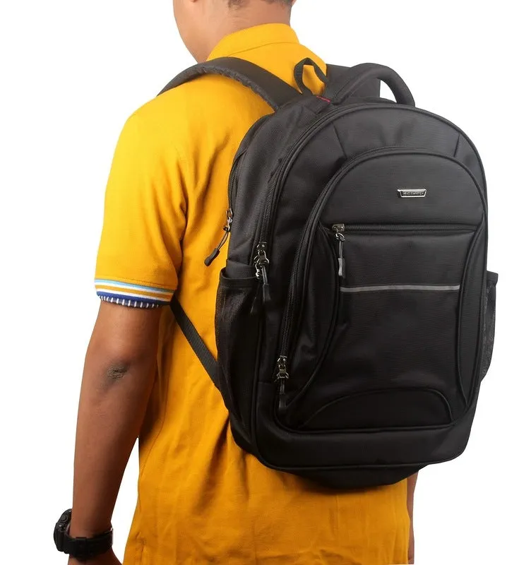 THE CLOWNFISH Persuader 27 Litre Black Backpack - Water Resistant, Padded | 3 Compartments | Black