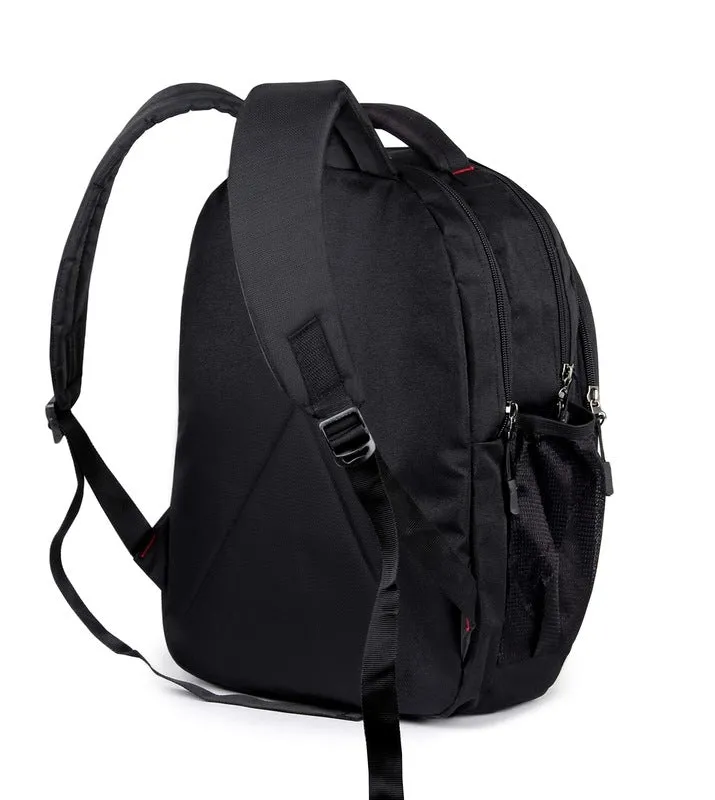THE CLOWNFISH Persuader 27 Litre Black Backpack - Water Resistant, Padded | 3 Compartments | Black