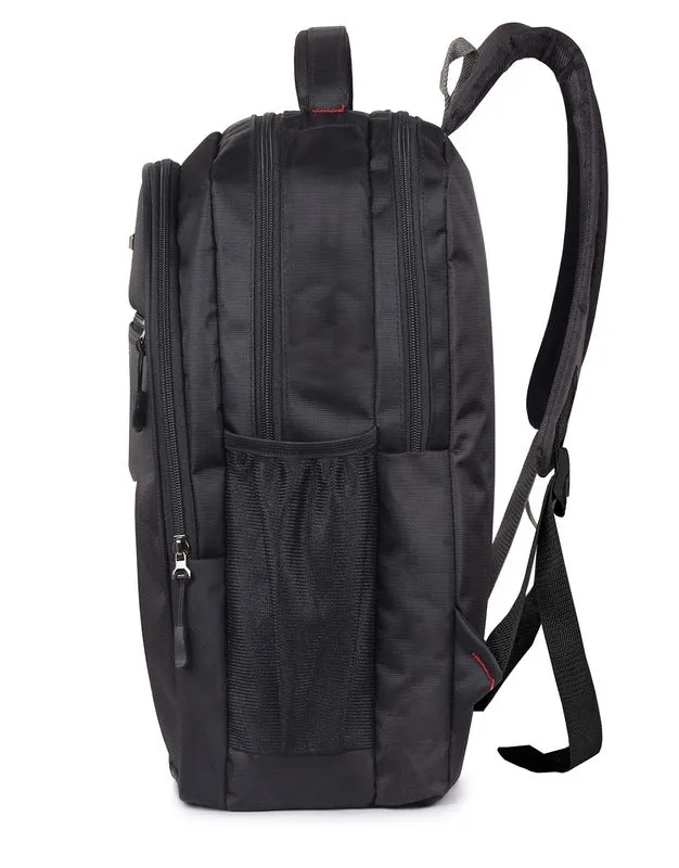 THE CLOWNFISH Persuader 27 Litre Black Backpack - Water Resistant, Padded | 3 Compartments | Black