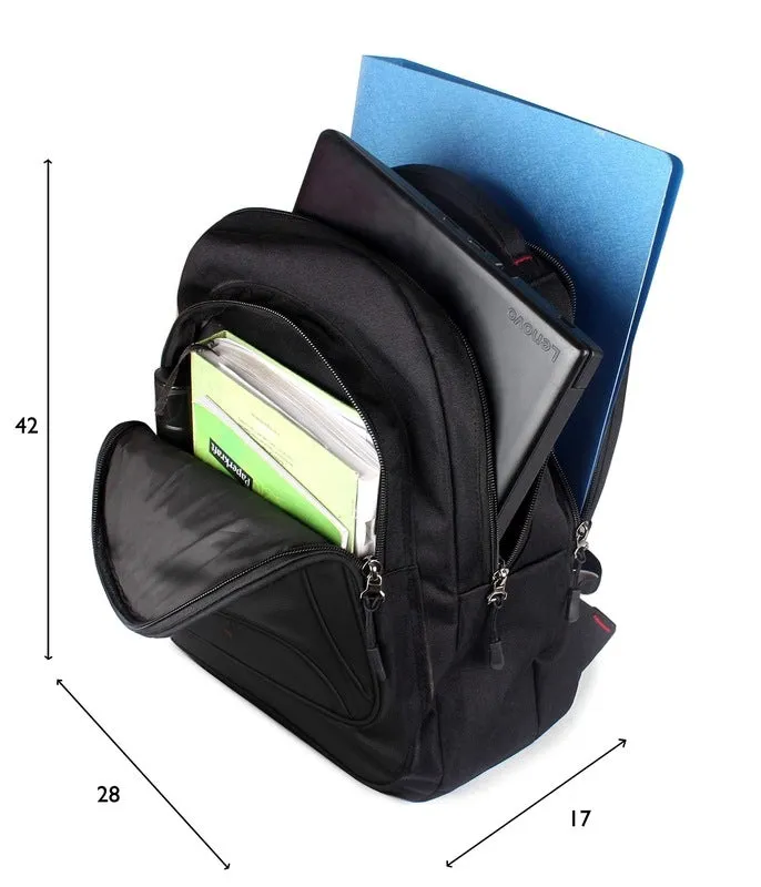 THE CLOWNFISH Persuader 27 Litre Black Backpack - Water Resistant, Padded | 3 Compartments | Black