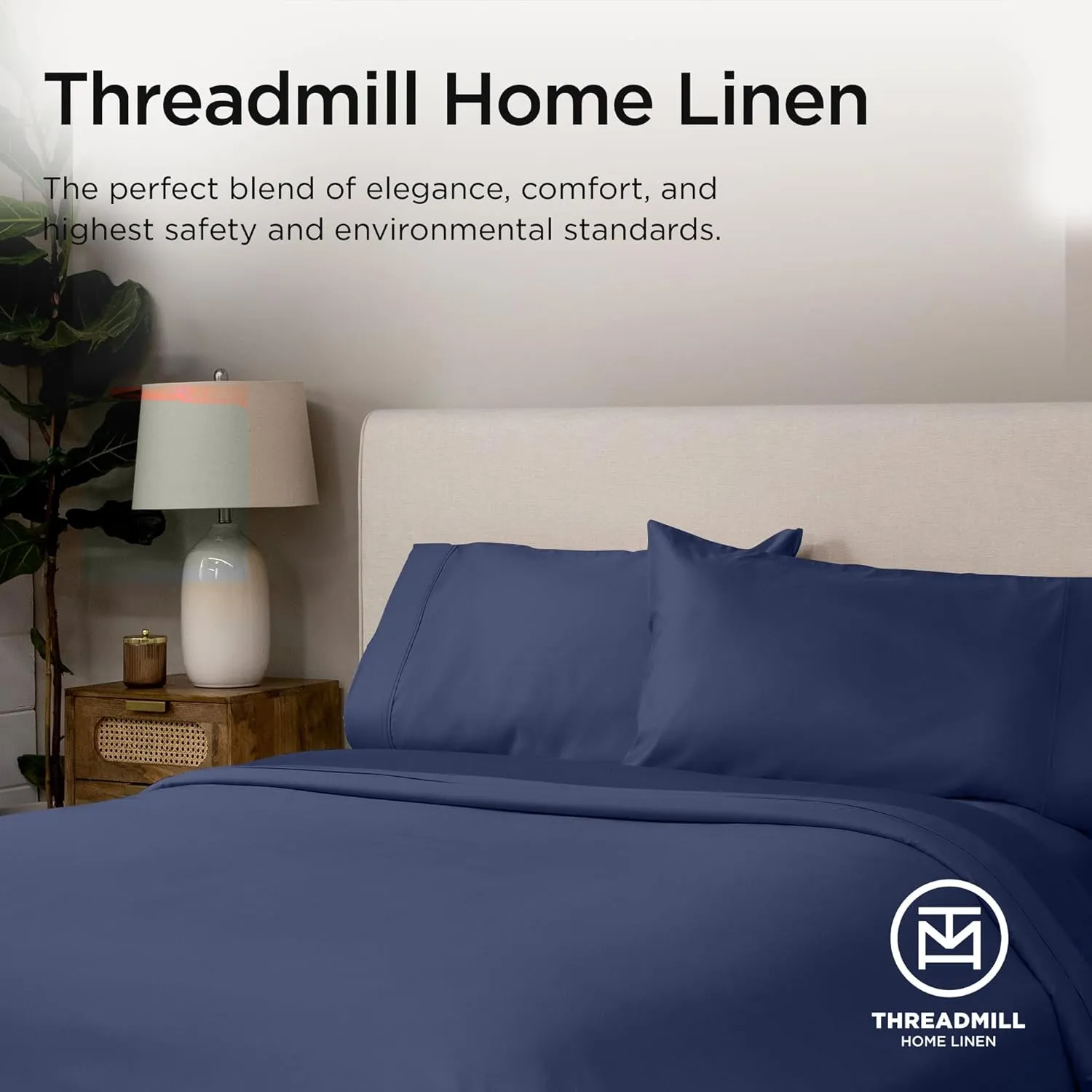 Threadmill American Supima King Size Cotton Sheets, 1000 Thread Count, 4 Piece Luxury Bed Sheets for King Mattress, 5 Star Hotel Quality Sheets with Elasticized Extra Deep Pocket, Folkstone Blue