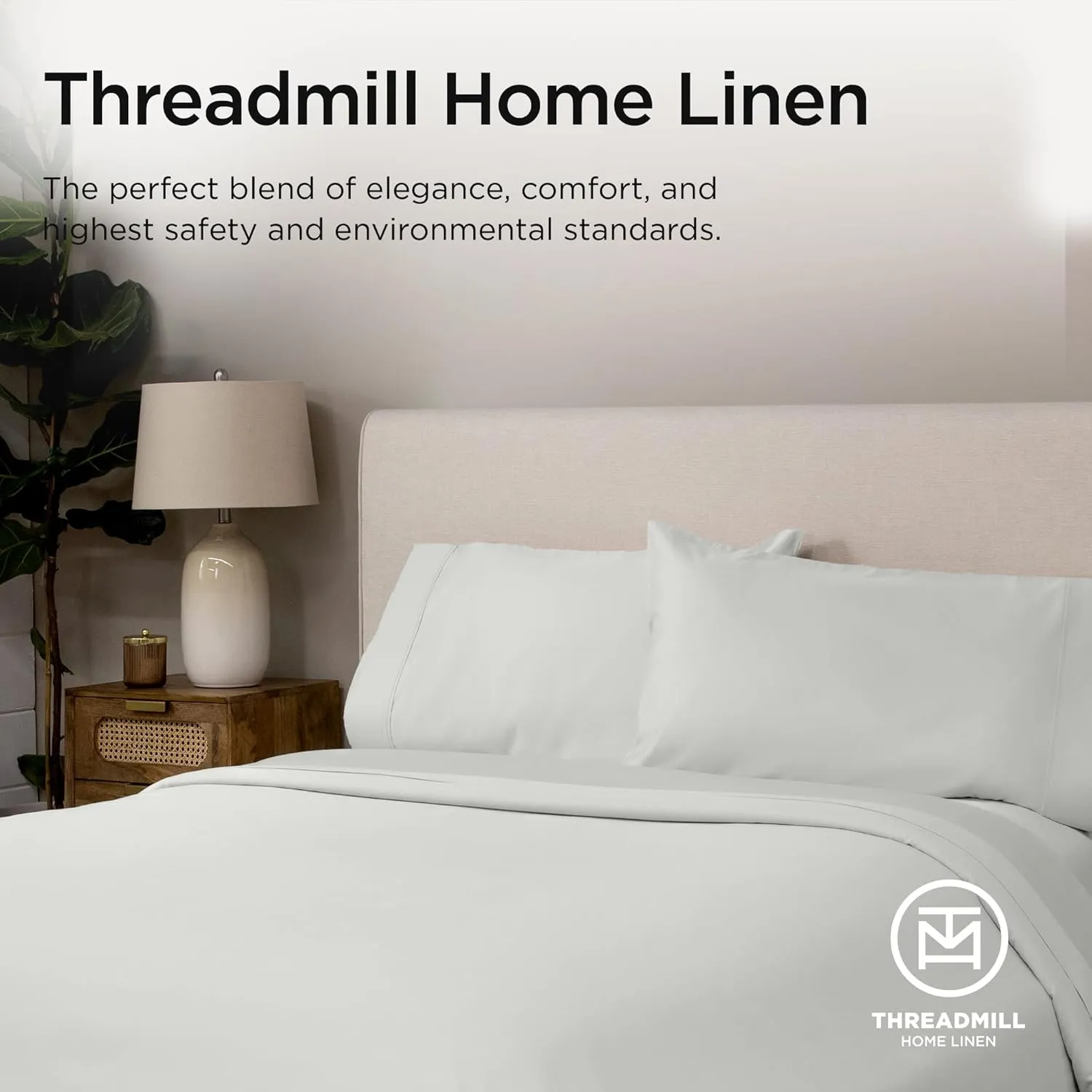 Threadmill Luxury Supima Cotton Sheets, Luxury 1000 Thread Count Soft 100% Cotton Sheets for Queen Size Bed, 4 Pc Light Grey Bed Sheets Queen Set, 5-Star Hotel Quality Deep Pocket Bed Sheets Set