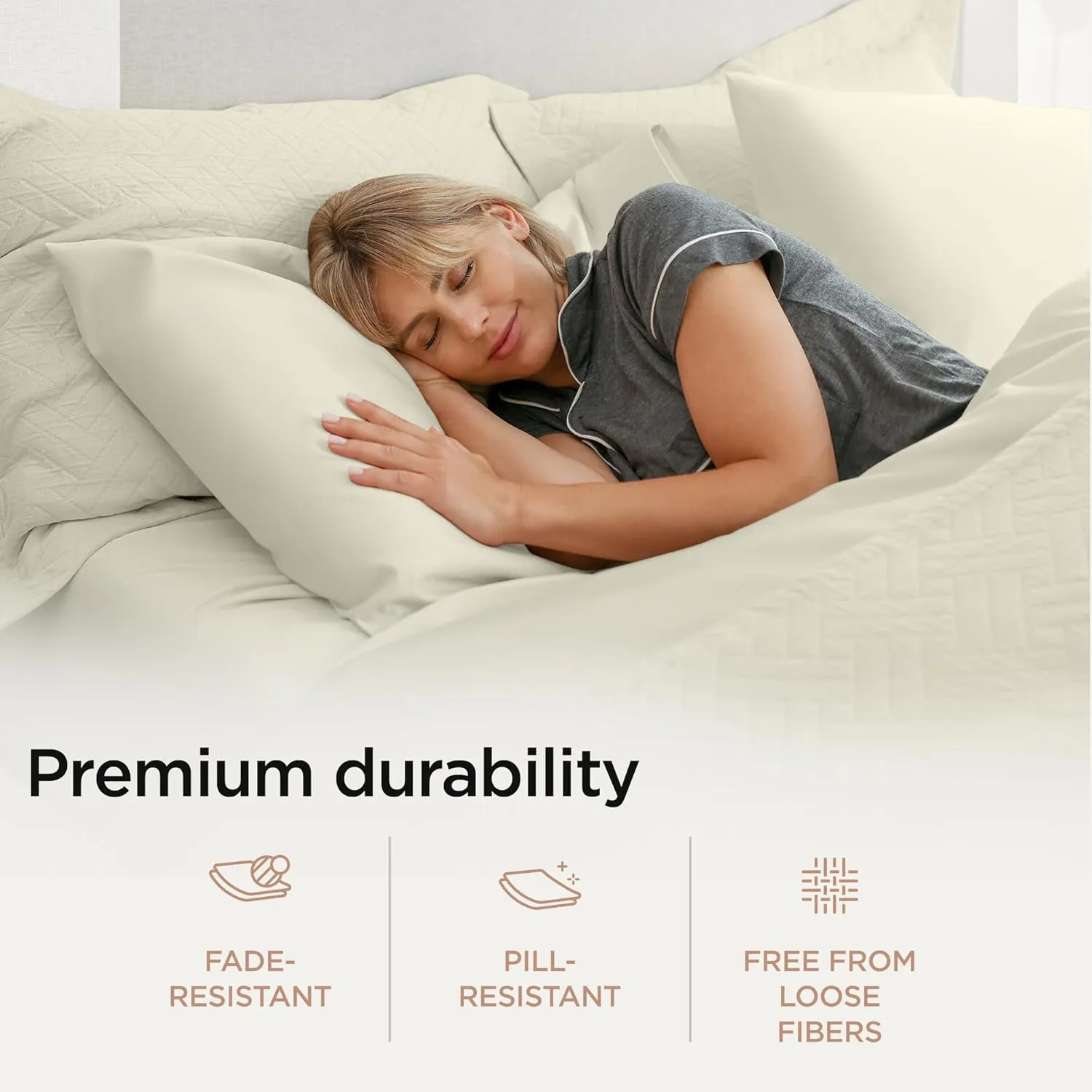 Threadmill Supima Cotton Sheets - California King, 1000 Thread Count, 4 Pc Luxury Set, Ivory with Deep Pocket