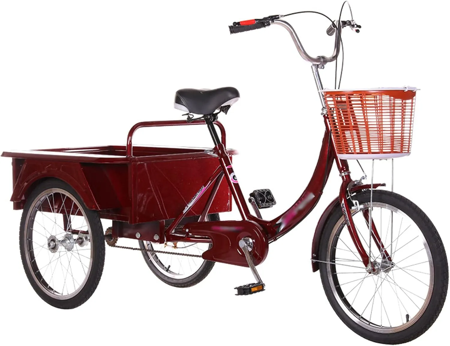 Three Wheel Bike, 20inch Three Wheel Cruiser Bike Shock-Absorbing Seat Adult Tricycle with Shopping Basket for Seniors Women Men Cycling Pedalling