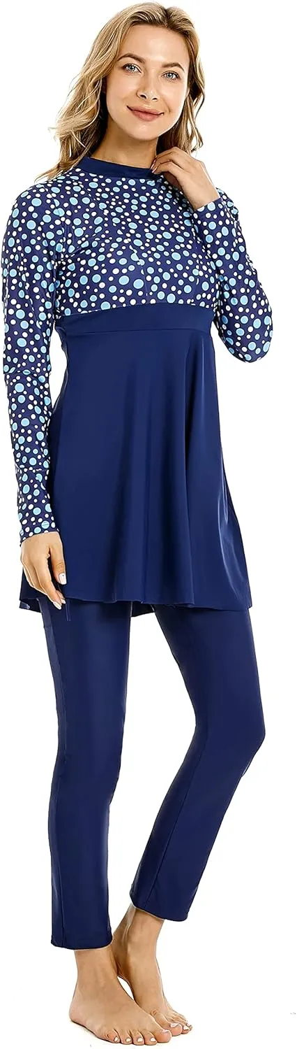 TianMaiGeLun Muslim Swimsuits for Women 3 Pcs Long Sleeve Modest Swimwear Islamic Arabic Swimming Suit Burkinis Costume Hijab