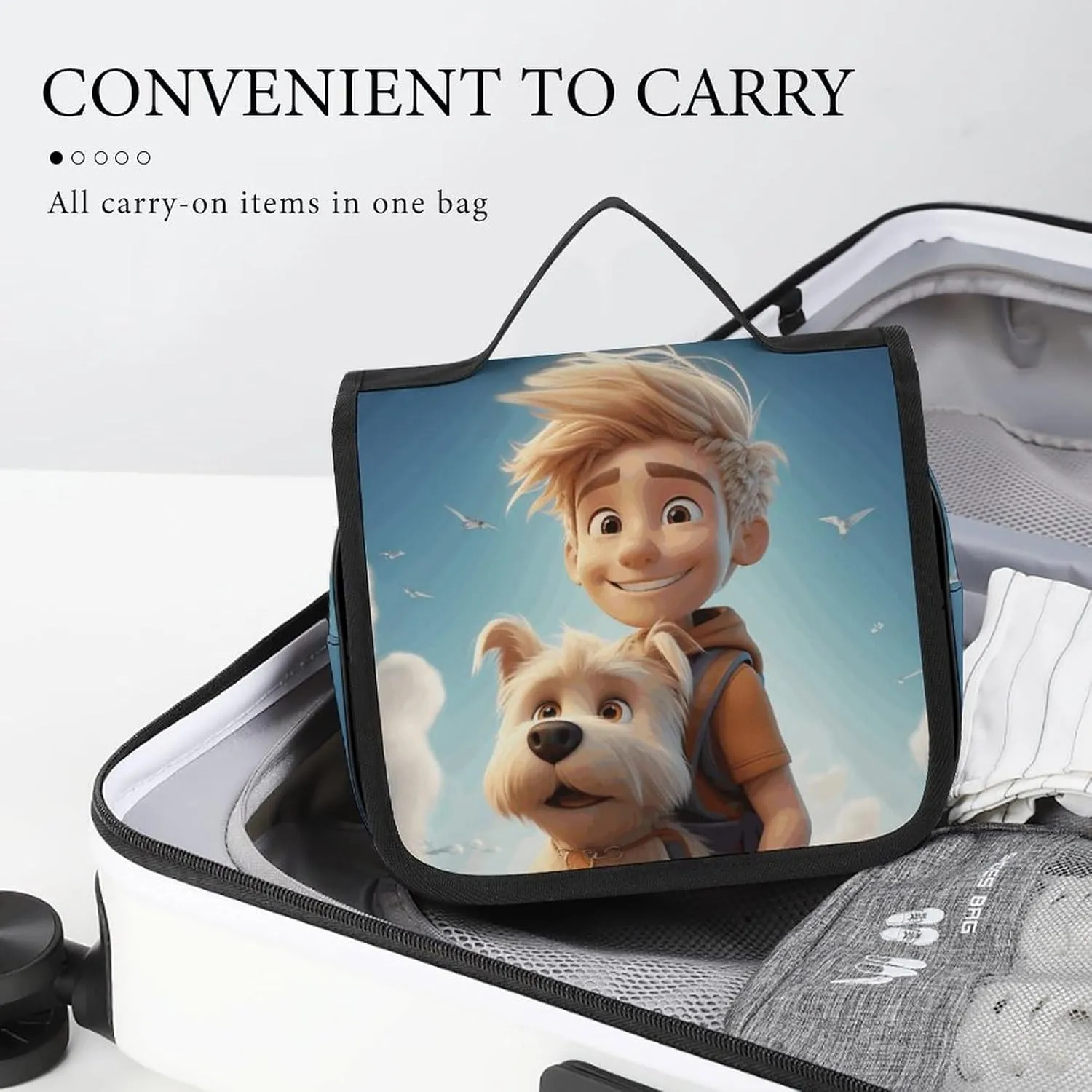 Toiletry Bag for Women Travel Cosmetic Bag Boy And Puppy Large Makeup Bag Hanging Cosmetic Organizer for Toiletries Accessories 3 In 1 Container