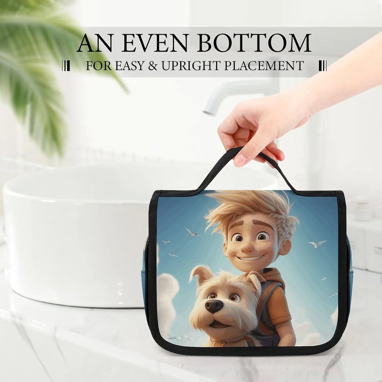 Toiletry Bag for Women Travel Cosmetic Bag Boy And Puppy Large Makeup Bag Hanging Cosmetic Organizer for Toiletries Accessories 3 In 1 Container