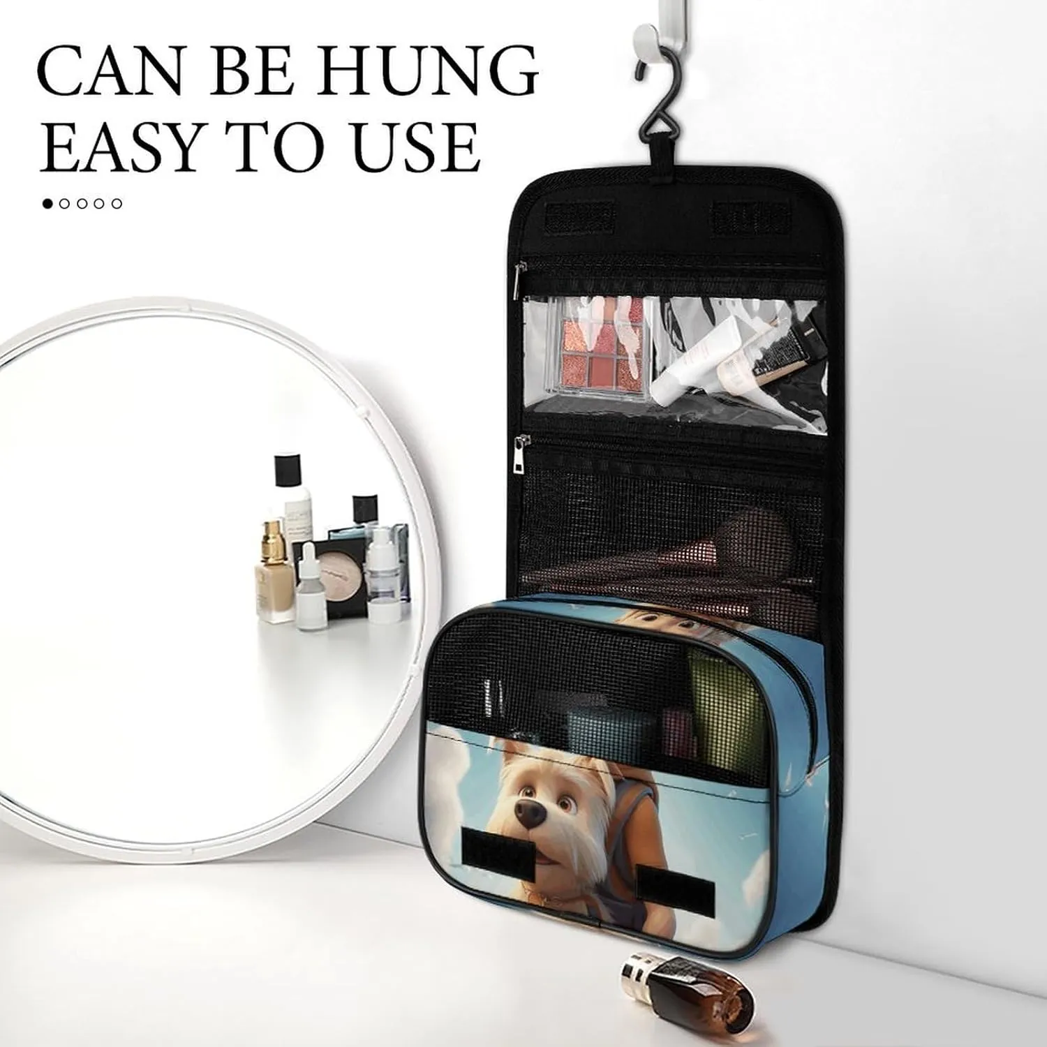 Toiletry Bag for Women Travel Cosmetic Bag Boy And Puppy Large Makeup Bag Hanging Cosmetic Organizer for Toiletries Accessories 3 In 1 Container