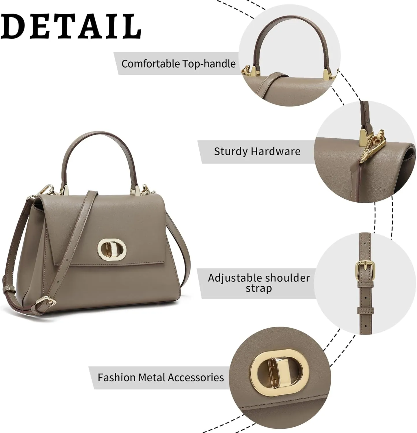 Top Handle Bag Fashion Leather Purses for Women with Multiple Internal Pockets Satchel Bag for Ladies.
