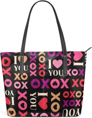 Top Handle Bag for Women Love You Xoxo Vegan Leather Lady Purse Shoulder Bag Travel Satchel Gym Beach Tote with Zipper Weekender Handbag