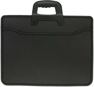Top Handle Business Briefcase Bag Oxford Fabric Office Meetting Travel Use File Bills Document Expanding Storage Organizer Holder A4 Size File Folder Carrying Case Handbag (Black HB415)